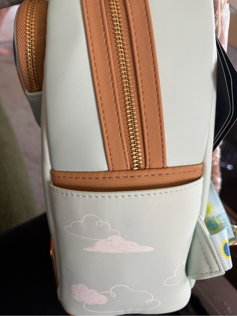 Loungefly Mint Backpack with Multicolor Heart Pocket - Picture 5 of 5